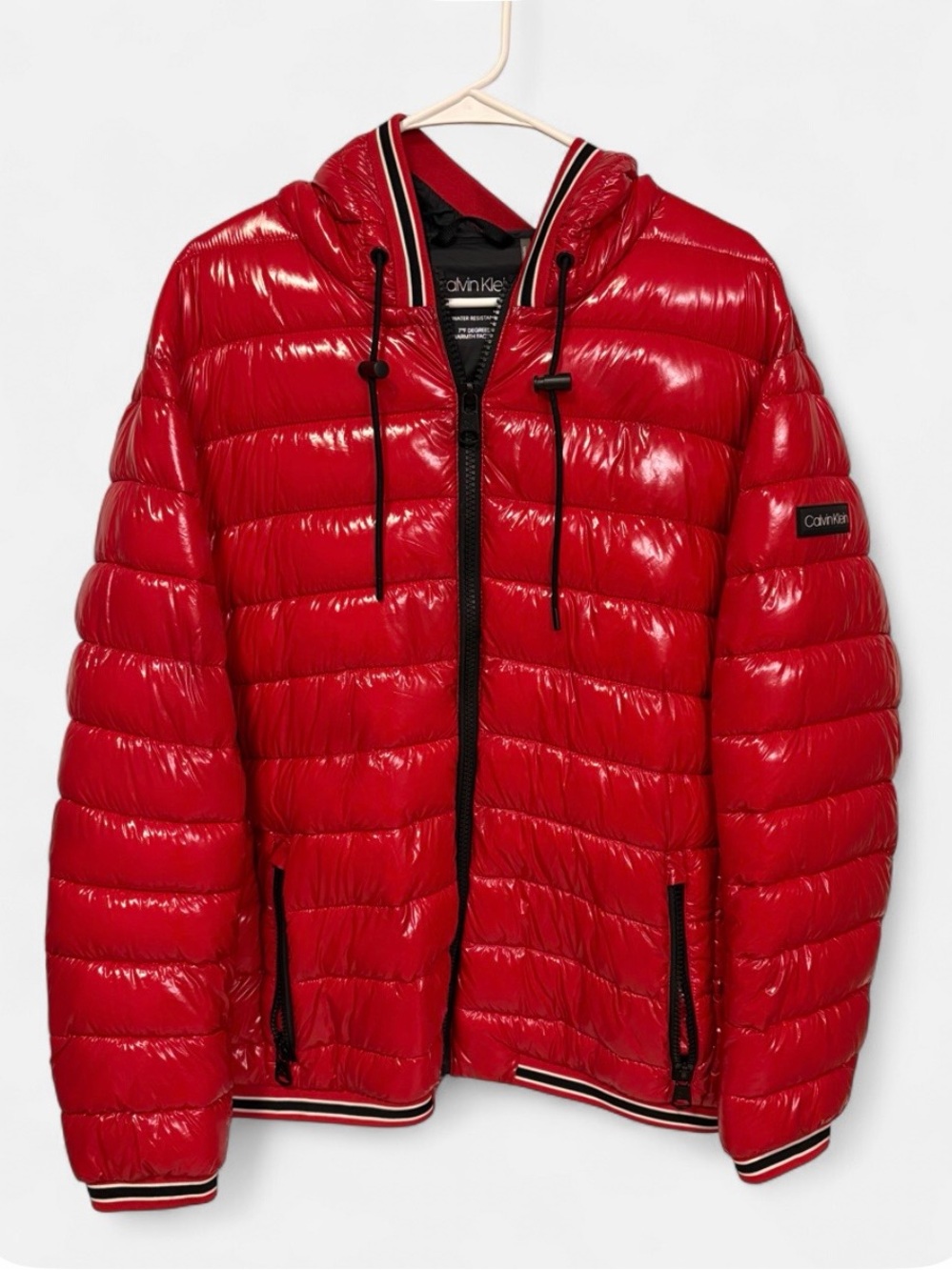 Calvin Klein Red and Black Quilted Puffer Jacket